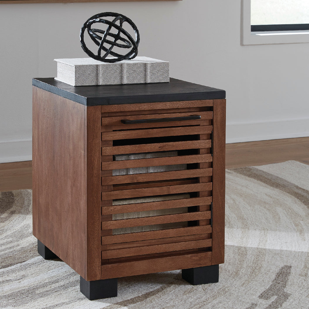 Table de bout en bois/MDF bicolore avec 1 porte - Kallari