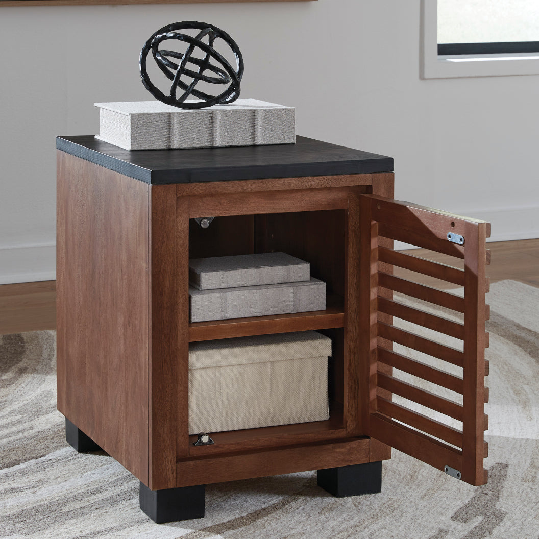 Table de bout en bois/MDF bicolore avec 1 porte - Kallari