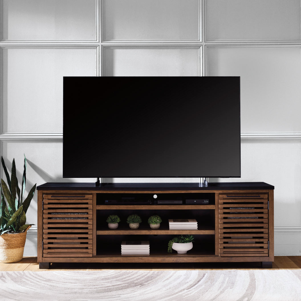 Meuble de télévision XL en bois/MDF bicolore avec 2 portes - Kallari
