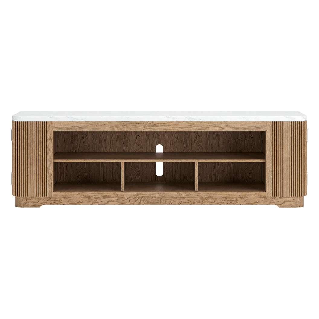Meuble de télévision XL en mélamine/bois brun clair avec 2 portes - Camdill