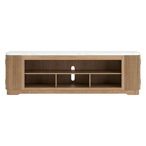 Meuble de télévision XL en mélamine/bois brun clair avec 2 portes - Camdill