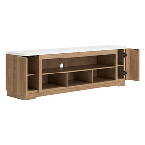 Meuble de télévision XL en mélamine/bois brun clair avec 2 portes - Camdill