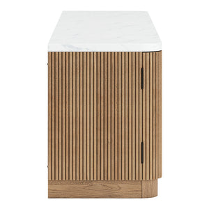Meuble de télévision XL en mélamine/bois brun clair avec 2 portes - Camdill