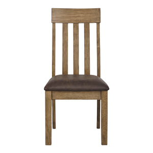 Ensemble de 2 chaises de salle à manger en bois avec assise rembourrée aspect cuir brun - Urbinforte