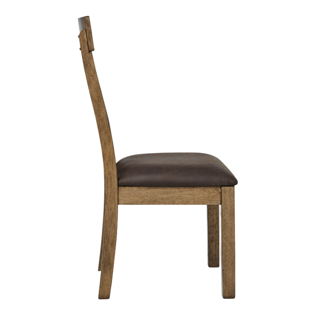Ensemble de 2 chaises de salle à manger en bois avec assise rembourrée aspect cuir brun - Urbinforte