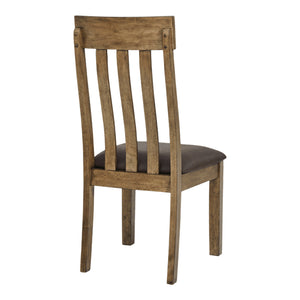 Ensemble de 2 chaises de salle à manger en bois avec assise rembourrée aspect cuir brun - Urbinforte