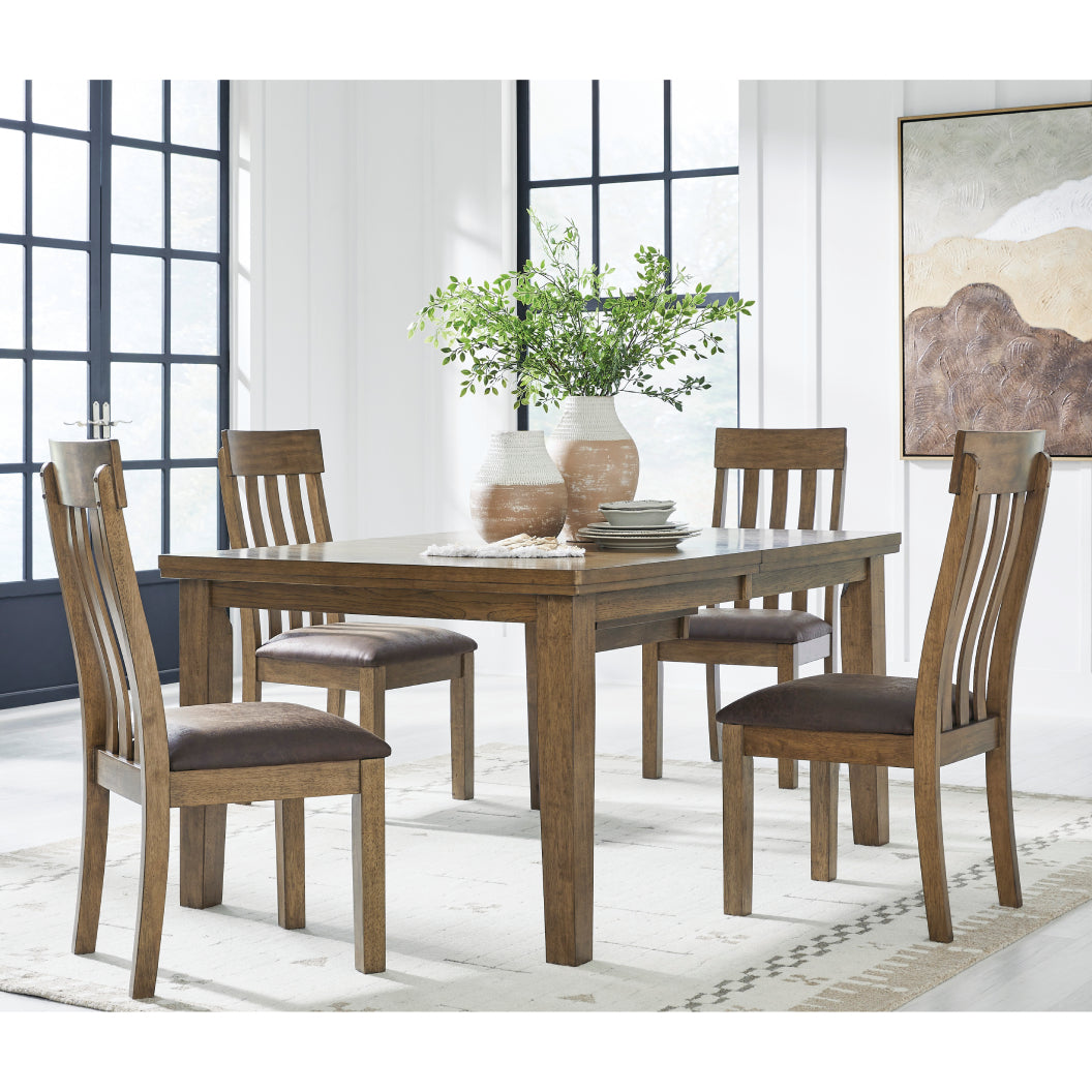 Ensemble de 2 chaises de salle à manger en bois avec assise rembourrée aspect cuir brun - Urbinforte