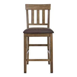 Ensemble de 2 tabourets de bar en bois avec assise rembourrée aspect cuir brun - Urbinforte