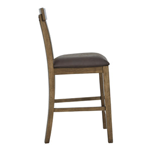 Ensemble de 2 tabourets de bar en bois avec assise rembourrée aspect cuir brun - Urbinforte