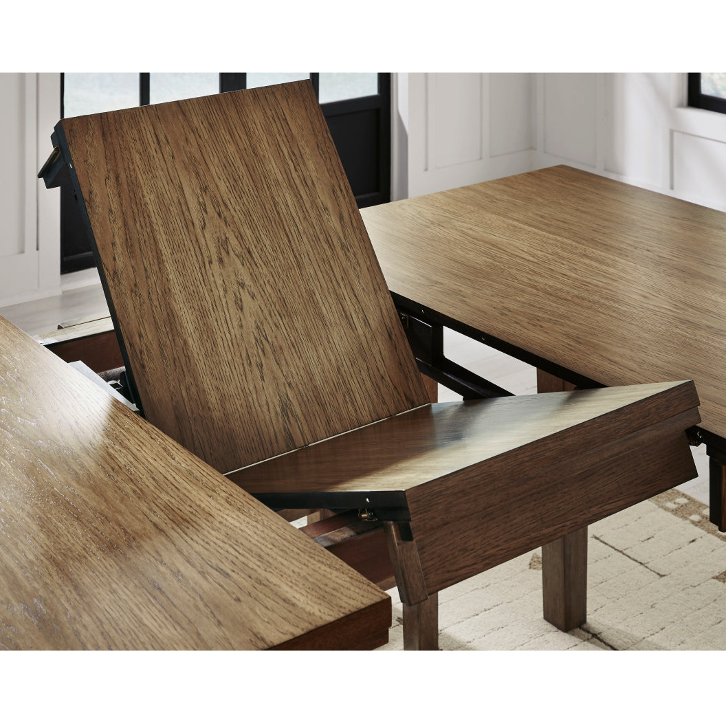 Table de salle à manger extensible en bois/placage de caryer brun clair - Urbinforte