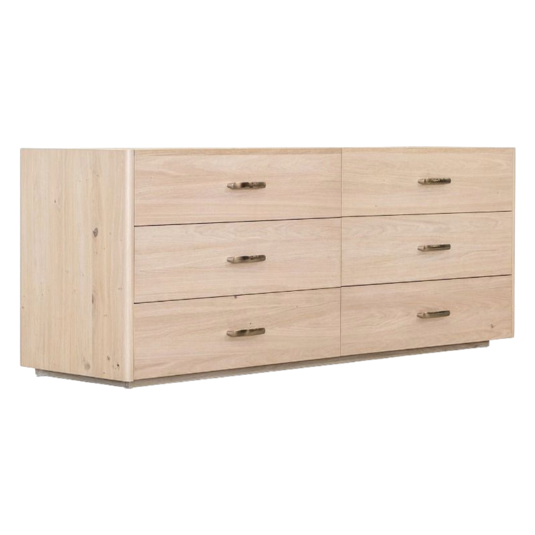 Bureau à 6 tiroirs en placage de chêne naturel - Samantha