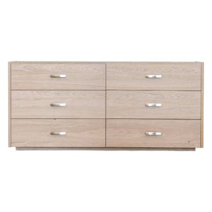 Bureau à 6 tiroirs en placage de chêne naturel - Samantha