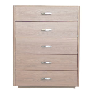 Commode à 5 tiroirs en placage de chêne naturel - Samantha