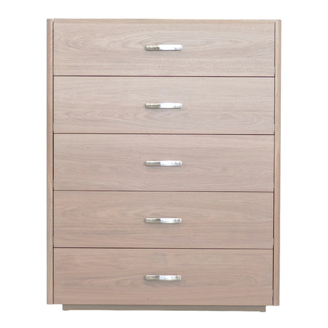 Commode à 5 tiroirs en placage de chêne naturel - Samantha