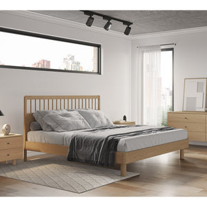 Lit complet en bois/placage de chêne rustique Grand lit - Villa