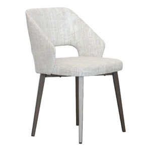 Chaise de salle à manger rembourrée en tissu blanc cassé - Lorna