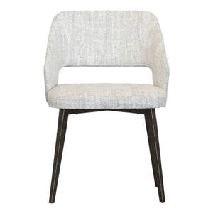 Chaise de salle à manger rembourrée en tissu blanc cassé - Lorna