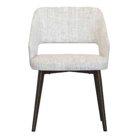 Chaise de salle à manger rembourrée en tissu blanc cassé - Lorna