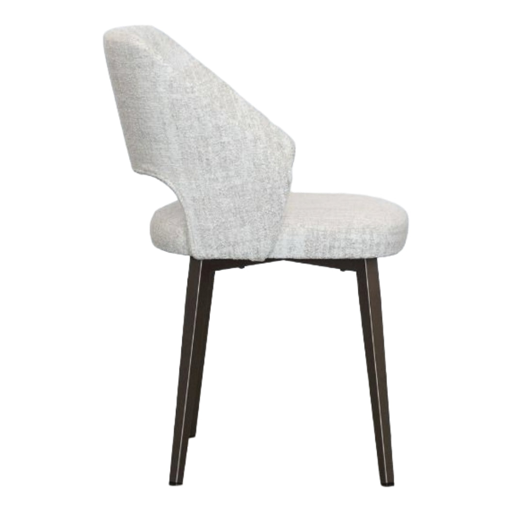 Chaise de salle à manger rembourrée en tissu blanc cassé - Lorna