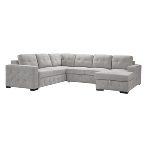 Sectionnel-lit en tissu gris avec rangement - Bobby