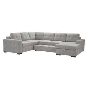 Sectionnel-lit en tissu gris avec rangement - Bobby