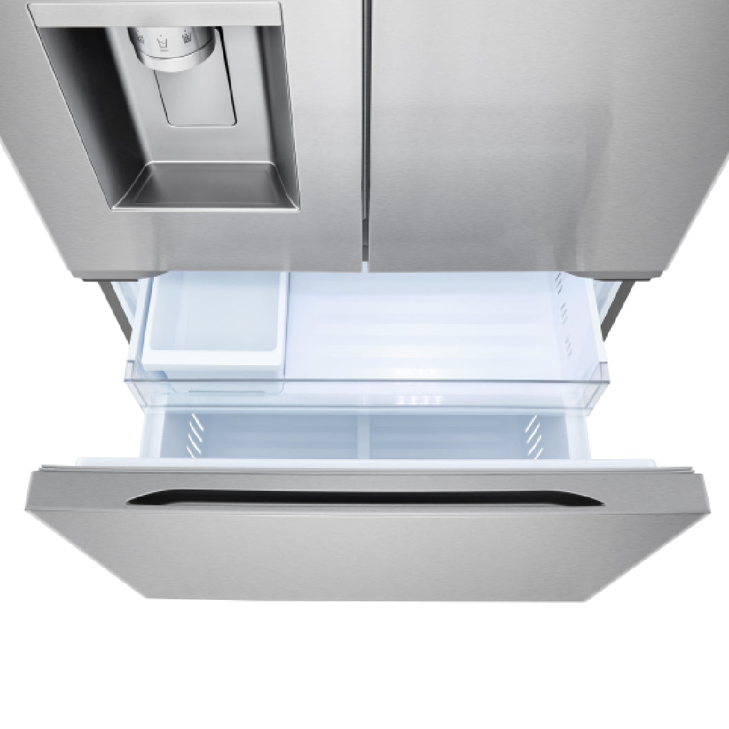 Réfrigérateur porte française à profondeur comptoir 36 po, 24 pi³ 3 portes Inox avec Wi-Fi et distributeur d'eau/glaçons