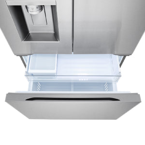 Réfrigérateur porte française à profondeur comptoir 36 po, 24 pi³ 3 portes Inox avec Wi-Fi et distributeur d'eau/glaçons