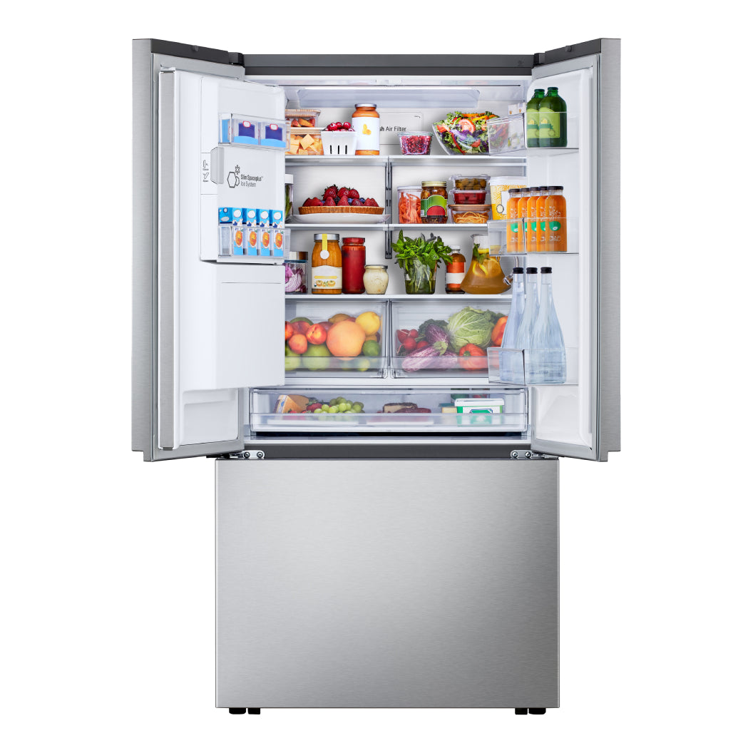 Réfrigérateur porte française à profondeur comptoir 36 po, 24 pi³ 3 portes Inox avec Wi-Fi et distributeur d'eau/glaçons
