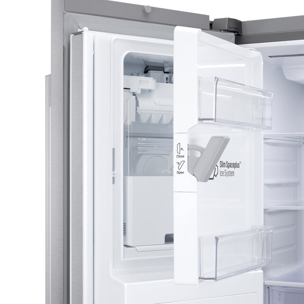 Réfrigérateur porte française à profondeur comptoir 36 po, 24 pi³ 3 portes Inox avec Wi-Fi et distributeur d'eau/glaçons