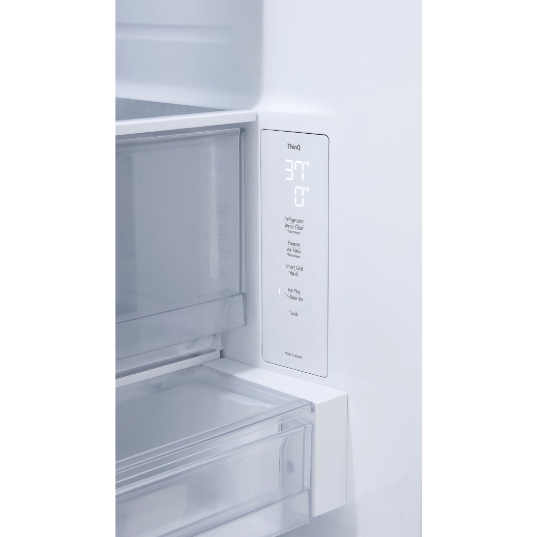 Réfrigérateur porte française à profondeur comptoir 36 po, 24 pi³ 3 portes Inox avec Wi-Fi et distributeur d'eau/glaçons