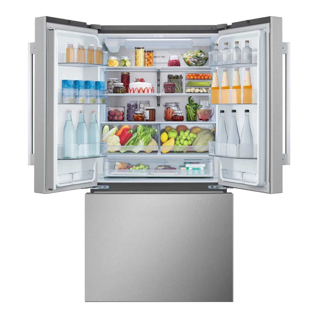 Réfrigérateur porte française à profondeur comptoir 36 po, 32 pi³ 3 portes Inox avec distributeur d'eau interne