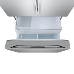 Réfrigérateur porte française à profondeur comptoir 36 po, 32 pi³ 3 portes Inox avec distributeur d'eau interne