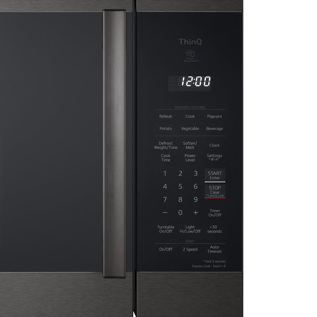 Micro-ondes à hotte intégrée 30 po, 1,8 pi³ Inox noir avec WideView et EasyClean