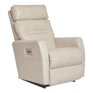 Fauteuil berçant et inclinable motorisé en cuir beige avec soutien lombaire et port USB intégré - Lennon