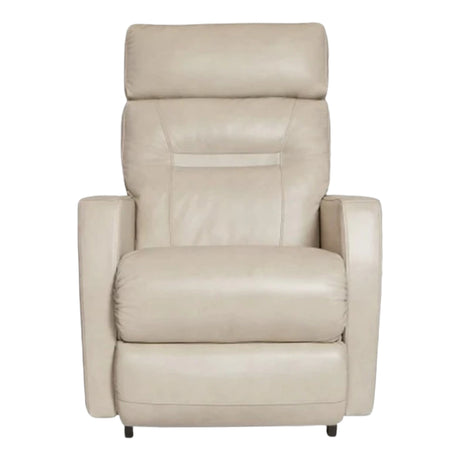 Fauteuil berçant et inclinable motorisé en cuir beige avec soutien lombaire et port USB intégré - Lennon