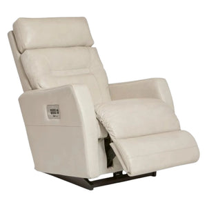 Fauteuil berçant et inclinable motorisé en cuir beige avec soutien lombaire et port USB intégré - Lennon