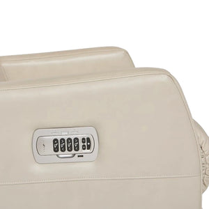 Fauteuil berçant et inclinable motorisé en cuir beige avec soutien lombaire et port USB intégré - Lennon
