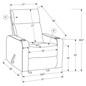 Fauteuil berçant et inclinable en tissu ou aspect cuir