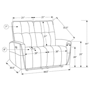 Causeuse motorisée en tissu avec ports USB intégrés