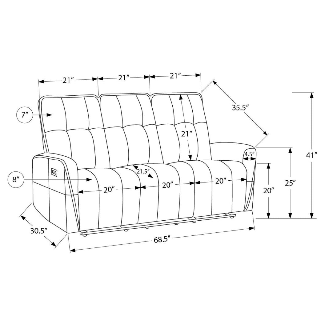 Sofa motorisé en tissu avec ports USB intégrés