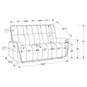 Sofa motorisé en tissu avec ports USB intégrés