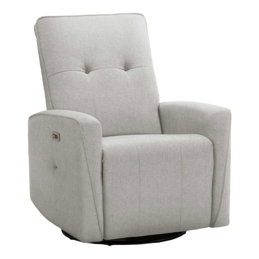 Fauteuil berçant, pivotant et motorisé en tissu avec port USB intégré