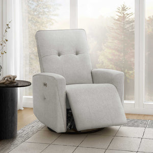 Fauteuil berçant, pivotant et motorisé en tissu avec port USB intégré