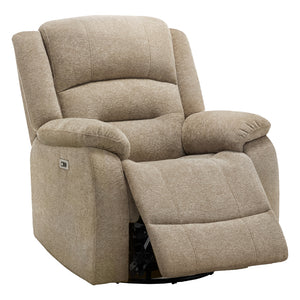 Fauteuil berçant, pivotant et motorisé en tissu avec port USB intégré