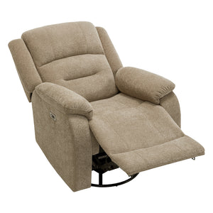 Fauteuil berçant, pivotant et motorisé en tissu avec port USB intégré