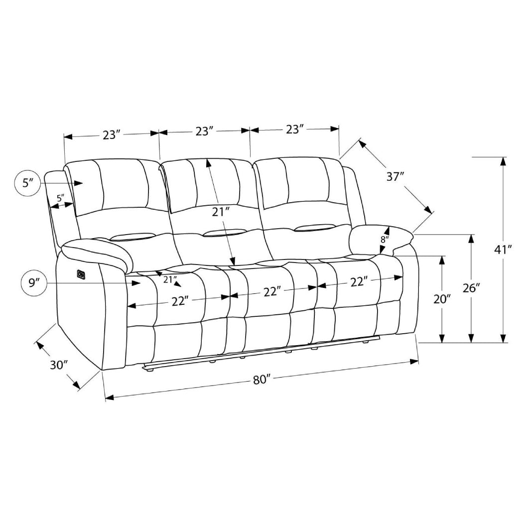 Sofa motorisé en tissu avec ports USB intégrés