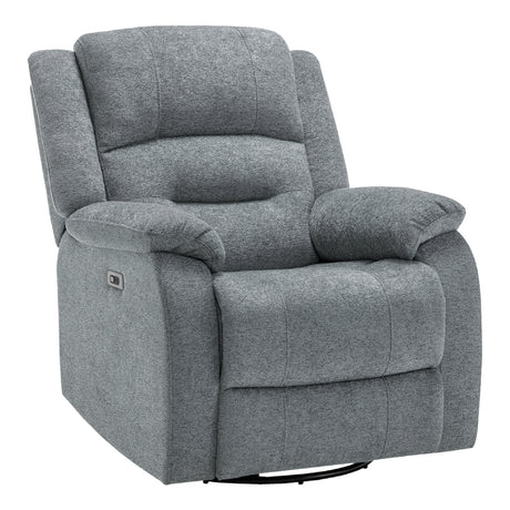 Fauteuil berçant, pivotant et motorisé en tissu avec port USB intégré