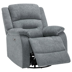 Fauteuil berçant, pivotant et motorisé en tissu avec port USB intégré