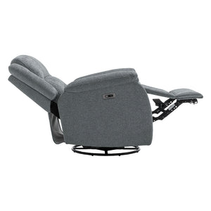Fauteuil berçant, pivotant et motorisé en tissu avec port USB intégré