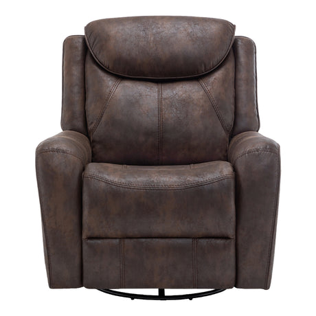 Fauteuil berçant, pivotant motorisé aspect cuir brun avec ports USB intégrés